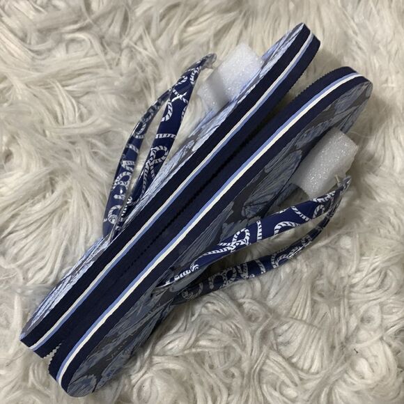 VERA Bradley seashell print flipflops blue/white NWOT women’s size 7-8 - Picture 5 of 9
